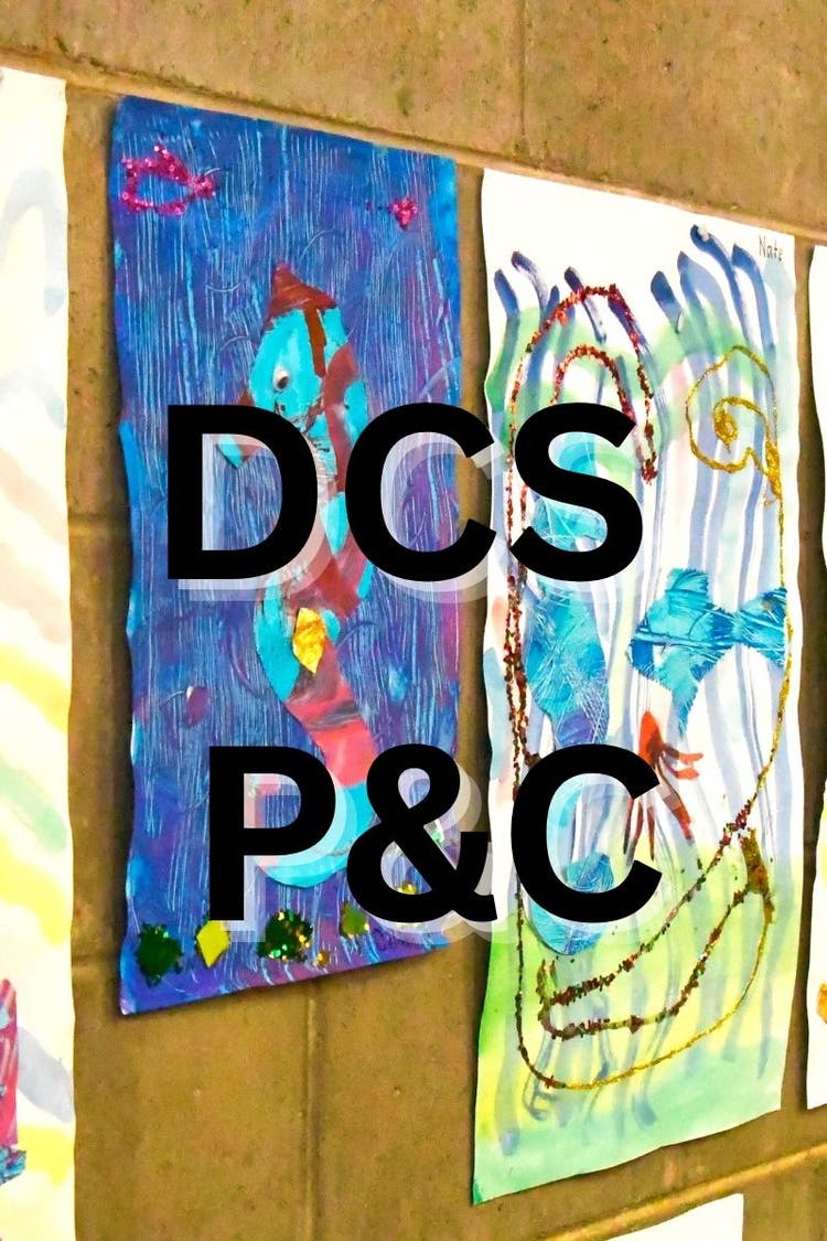 Kids artwork displayed with P&C text overlayed